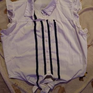 White blouse with blue stripes